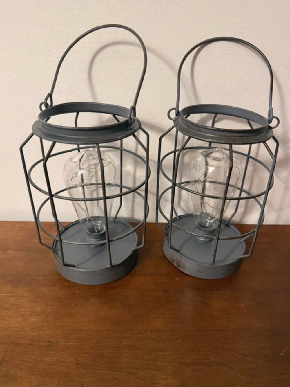 Source Unknown Gray Metal Cage Lanterns - Set of 2